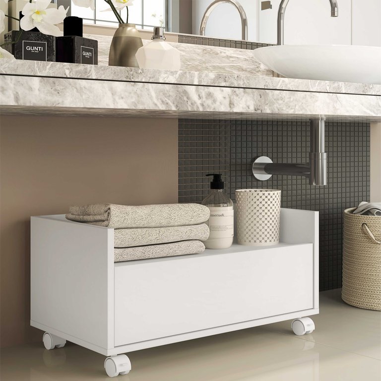Gabinete Armário Banheiro 60cm com Rodízios Multimóveis Branco