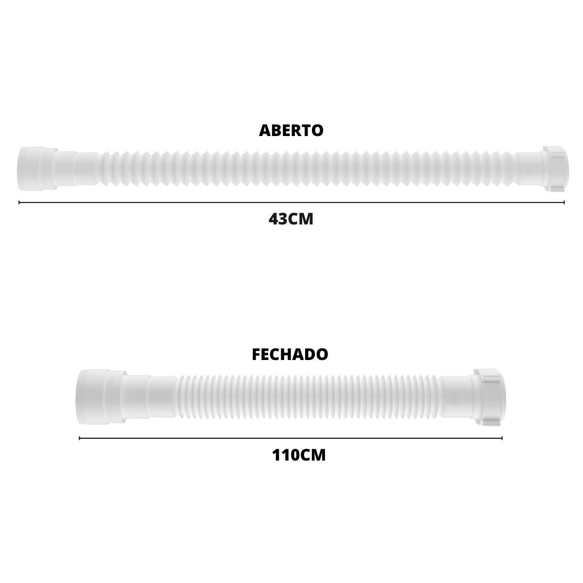 Sifão Sanfonado Universal 110cm Branco | Astra - 2