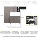 Ver imagem 3 de Cozinha Compacta com 2 Leds Armário e Balcão com Tampo Pequim Sun Multimóveis Preta/Lacca Fumê
