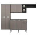 Ver imagem 6 de Cozinha Compacta com 2 Leds Armário e Balcão com Tampo Pequim Sun Multimóveis Preta/Lacca Fumê