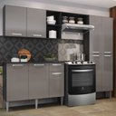 Ver imagem 1 de Cozinha Compacta com Armário e Balcão com Tampo Pequim Up Multimóveis Preta/Lacca Fumê