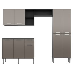 Cozinha Compacta com Armário e Balcão com Tampo Pequim Up Multimóveis Preta/Lacca Fumê - 6