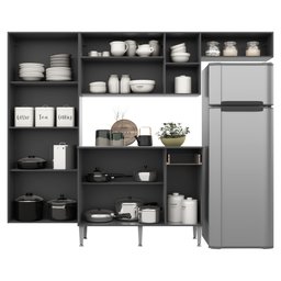 Cozinha Compacta com Armário e Balcão com Tampo Pequim Sun Multimóveis Preta/Lacca Fumê - 5