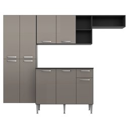 Cozinha Compacta com Armário e Balcão com Tampo Pequim Sun Multimóveis Preta/Lacca Fumê - 6
