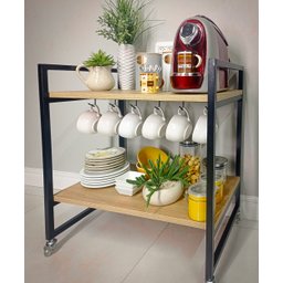 Aparador de Ferro Estilo Cantinho do Café Estilo Industrial Mdf - 3