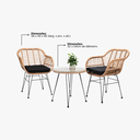 Ver mais imagens de Conjunto de Área Externa/ Jardim Sky com 3 Peças – 2 Cadeiras e Mesa de Centro Elegante