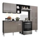 Ver imagem 2 de Cozinha Compacta com 3 Leds Armário e Balcão com Tampo Pequim Up Multimóveis Preta/Lacca Fumê