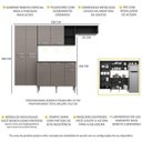 Ver imagem 3 de Cozinha Compacta com 3 Leds Armário e Balcão com Tampo Pequim Sun Multimóveis Preta/Lacca Fumê