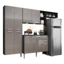 Ver imagem 2 de Cozinha Compacta com 3 Leds Armário e Balcão com Tampo Pequim Sun Multimóveis Preta/Lacca Fumê