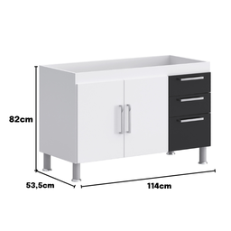 Gabinete de Pia Gemeos 1,20m Branco/preto - 4