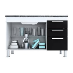 Gabinete de Pia Gemeos 1,20m Branco/preto - 3