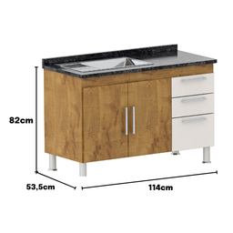 Gabinete de Pia Gemeos 1,20m Castanho/off White - 4