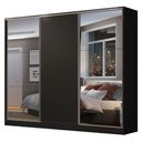 Ver imagem 3 de Guarda Roupa Casal 100% Mdf Madesa Zurique 3 Portas de Correr com Espelhos - Preto