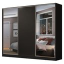 Ver imagem 3 de Guarda Roupa Casal 100% Mdf Madesa Zurique 3 Portas de Correr com Espelhos - Preto