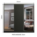 Ver imagem 4 de Guarda Roupa Casal 100% Mdf Madesa Zurique 3 Portas de Correr com Espelhos - Preto