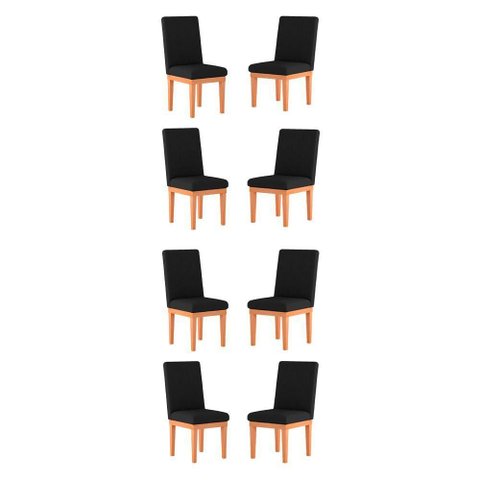 Kit 8 Cadeiras Estofadas para Sala de Jantar Preto