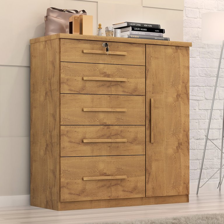Cômoda Livia 5 Gavetas 1 Porta