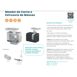 Moedor de Carne Extrusor Massa Elétrico 220v Anodilar Boca 8 - 4