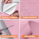 Ver mais imagens de Papel Adesivo Envelopamento Móveis Rosa Unico Brilho Lavavel 5m