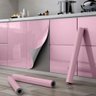 Papel Adesivo Envelopamento Móveis Rosa Unico Brilho Lavavel 5m - 2