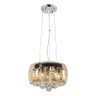 Lustre Pendente Cúpula 30cm Vidro Âmbar e Cristal Transparente Delicado Luxo Inl76 - 1