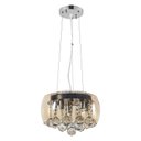 Ver imagem 3 de Lustre Pendente Cúpula 30cm Vidro Âmbar e Cristal Transparente Delicado Luxo Inl76