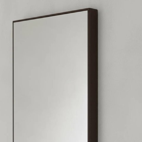 Espelho 40x60 Retangular Moldura Couro Café