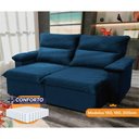 Ver imagem 5 de Sofá Retrátil Reclinável Paris 1,50m Suede Velut Azul Molas Ensacadas - King House