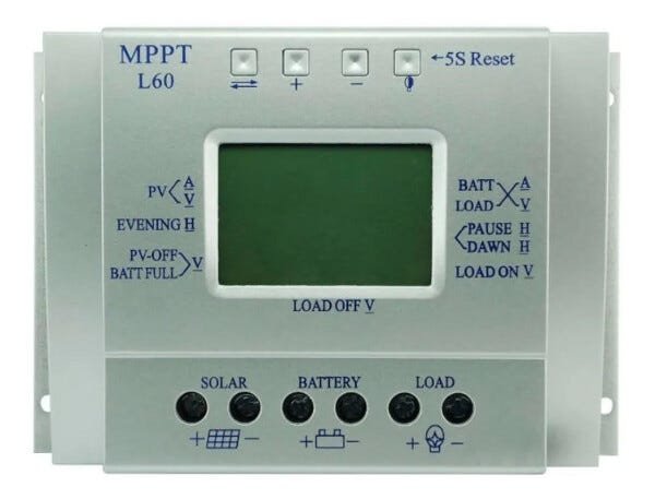 Controlador carga painel solar MPPT 60A 12/24V - 1