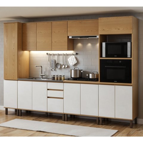 Cozinha Completa 14PTS 2GAVS s/Tpo Vivace Cinamomo/Off White