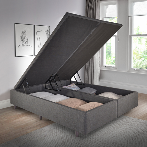 Cama Box Baú King 193x203 Cm Linho com Pistão a Gás