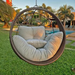 Cadeira Ninho Suspensa com Suporte Design Moderno em Fibra Sintética para Varanda e Jardim - 1