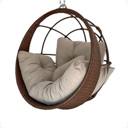 Cadeira Ninho Suspensa com Suporte Design Moderno em Fibra Sintética para Varanda e Jardim - 5