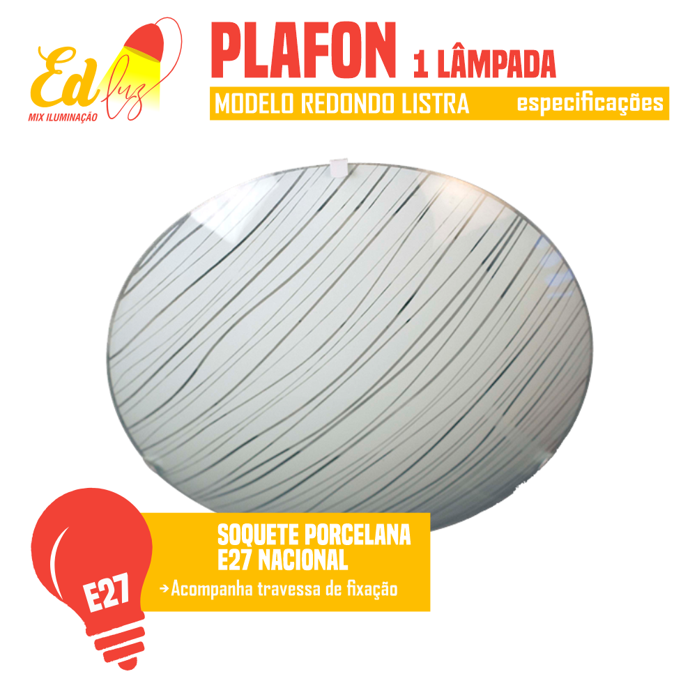 Lustre Plafon Sobrepor Redondo 1 Lâmpada 25cm - 3