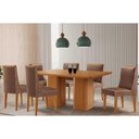 Ver imagem 1 de Conjunto: Mesa Sala Jantar Maldivas C/ Tampo Madeirado Canto Curvo 180x90cm e 6 Cadeiras Dakota