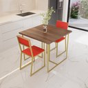 Ver imagem 2 de Conjunto Mesa de Jantar Quadrada Imbuia 2 Cadeiras Estofado Riviera Industrial Don Castro de