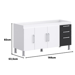 Gabinete de Pia Gemeos 1,50m Branco/preto - 4