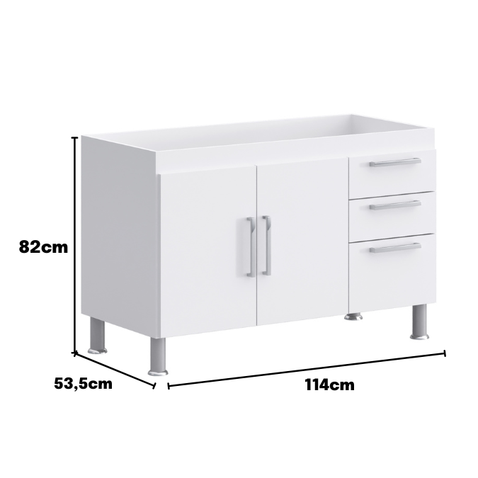 Gabinete de Pia Gemeos 1,20m Branco - 4