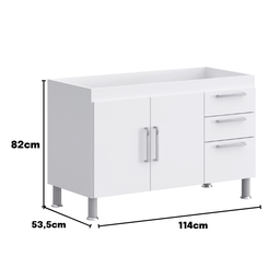 Gabinete de Pia Gemeos 1,20m Branco - 4