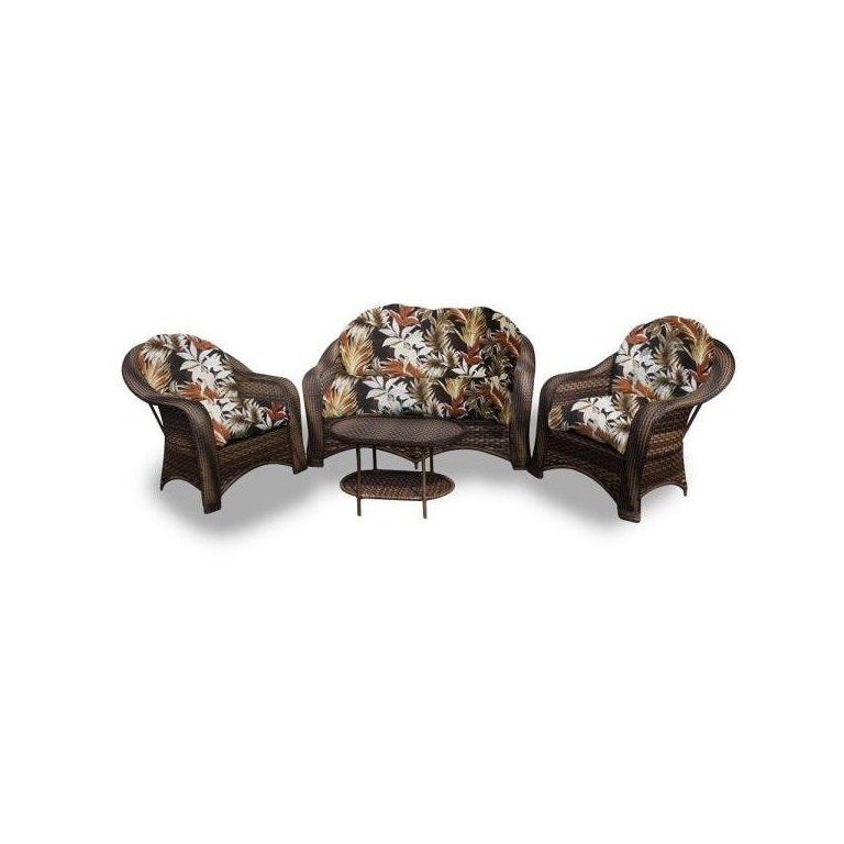 Conjunto de Sofá Fibra Sintética Janaína - 1 Sofá 2L + 2 Poltronas + 1 Mesa Centro - Tecido Revieira