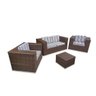 Conjunto Sofá para Jardim Quadrado Fibra Sintética -Sofá 2 Lugares 2 Poltronas e Mesa Centro - Tecid - 1