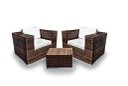 Ver imagem 1 de Conjunto Jardim Quadrado Fibra Sintética 2 Poltronas e Mesa Centro - Tecido Duna Cru