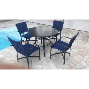 Conjunto de Mesa em Corda Náutica - 4 Cadeiras + 1 Mesa