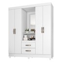 Ver imagem 2 de Roupeiro Capelinha 4 Portas 2 Gavetas Lite Branco Brilho Espelho 150cm Mdp