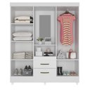 Ver imagem 3 de Roupeiro Capelinha 4 Portas 2 Gavetas Lite Branco Brilho Espelho 150cm Mdp