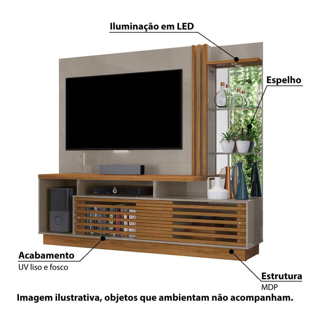 Rack com Painel Frizz Plus para TV de 60 - Natural/Fendi - 2