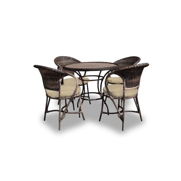 Conjunto de Mesa Fibra Sintética Arcobalena - 4 Poltronas + 1 Mesa - Tecido Duna Deserto