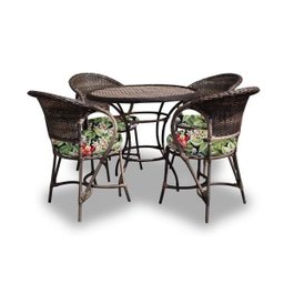 Conjunto Cadeira Jardim Arcobalena Fibra Sintética  4 cadeiras e  Mesa - Tecido Saquarema - 1