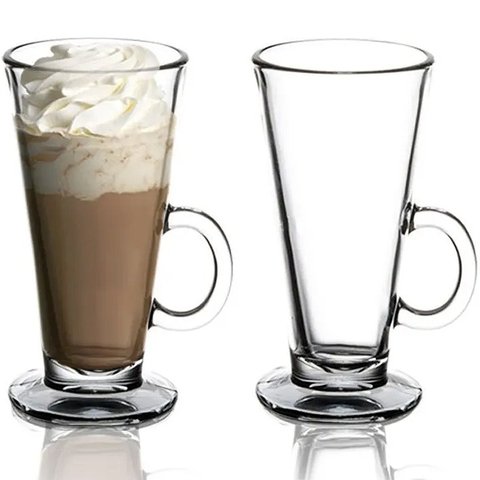 Kit 2 Taça Cappuccino de Vidro Importada Caneca 310ml Coffee
