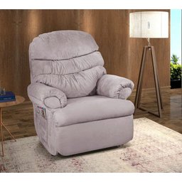 Cadeira Do Papai Reclinável Grande Confortavel Suede Veludo Cinza - 2